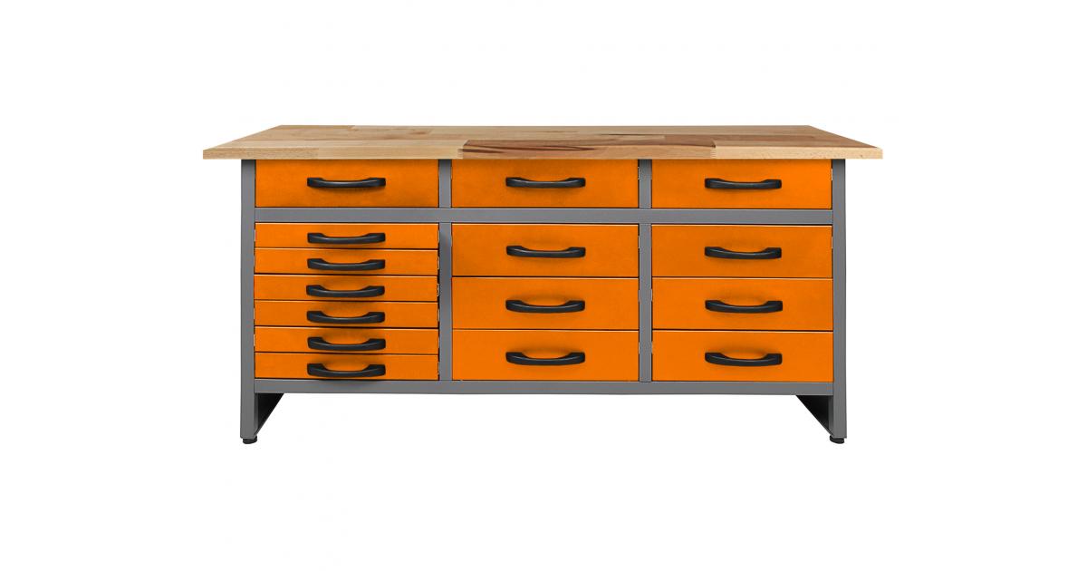 Ondis24 Werkbank Konny 160 cm kaufen orange H85 online günstig