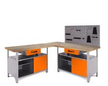 Werkstatt Set Ecklösung One 85 cm orange Buche 