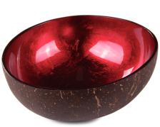 Kokosnuss Schale Schüssel natur farbig Rot Metallic