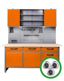 Werkstatt Set Karsten 160 cm 1 Schrank orange LED 