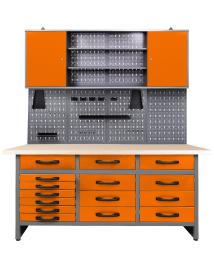 Werkstatt Set Konny 160 cm 1 Schrank orange LED 