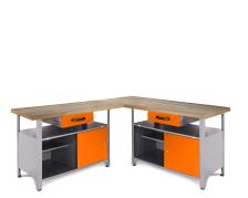 Werkstatt Set Ecklösung Simple One 85 cm orange Buche 