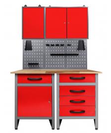 ONDIS24 Werkstatt Set Entdecker 120 cm 2 Schränke rot