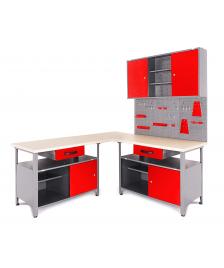 Ondis24 Werkstatt Set Tüftler 240 cm 3 Schränke rot günstig online kaufen