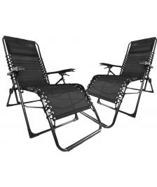 ONDIS24 2x Ergolax faltbare Sonnenliege Relax Gartenliege schwarz