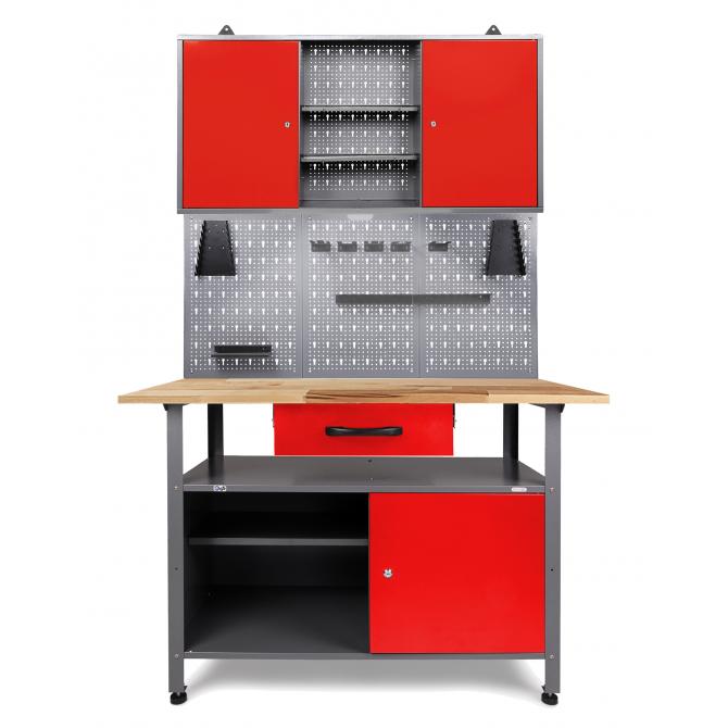 Ondis24 Werkstatt Set Klaus 120 cm 1 Schrank LED rot günstig online kaufen