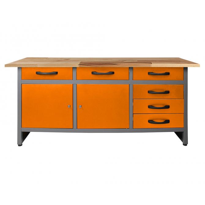 Ondis24 Werkbank Karsten 160 cm orange H85 günstig online kaufen