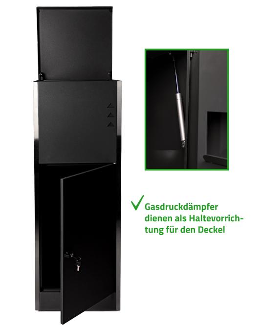ONDIS24 XL- Paketbox Briefkasten m. Gasdruckfedern & Edelstahlwangen