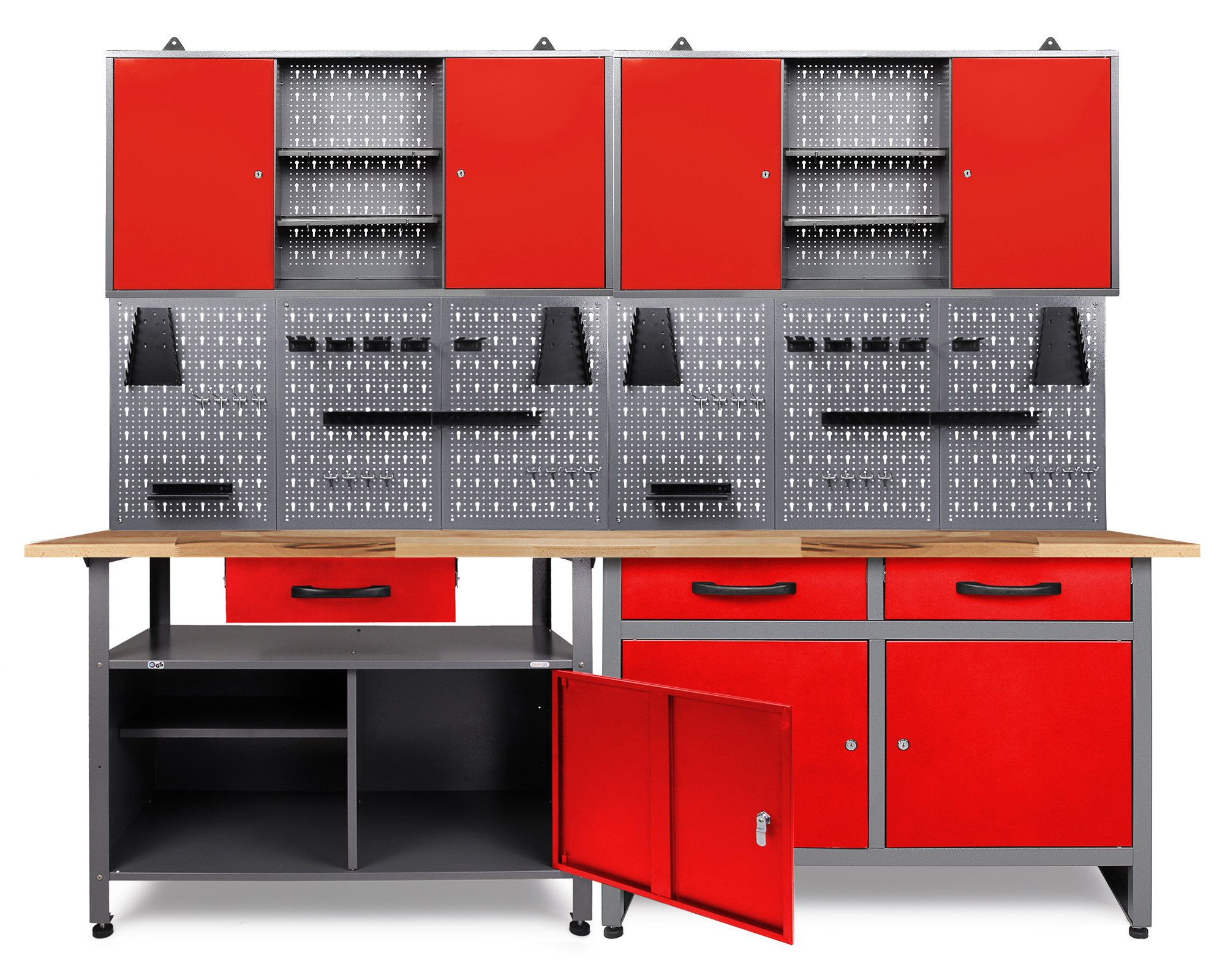 Ondis24 Werkstatt Set Schöpfer 240 cm 2 Schränke rot günstig online kaufen