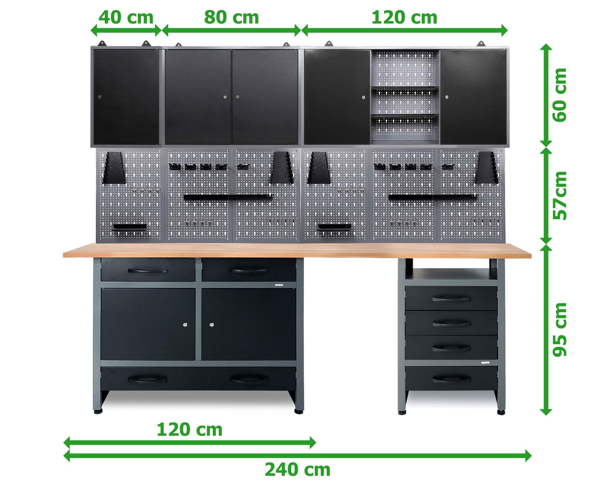 Ondis24 Werkstatt Set 240cm komplett schwarz online 3 All-In-Plus Schränke günstig kaufen